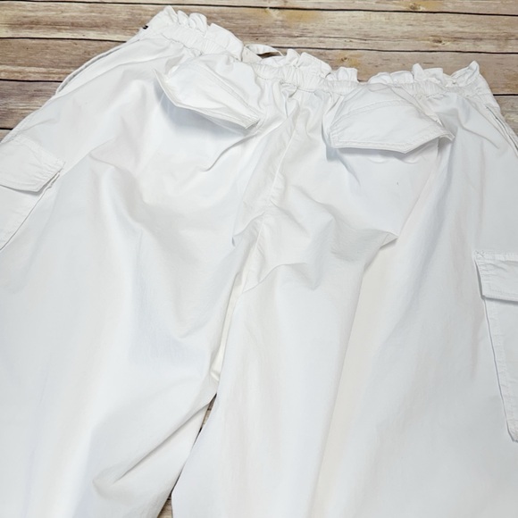 TOMMY HILFIGER Drawstring Wide Leg Cargo pants white size XL - Picture 4 of 5